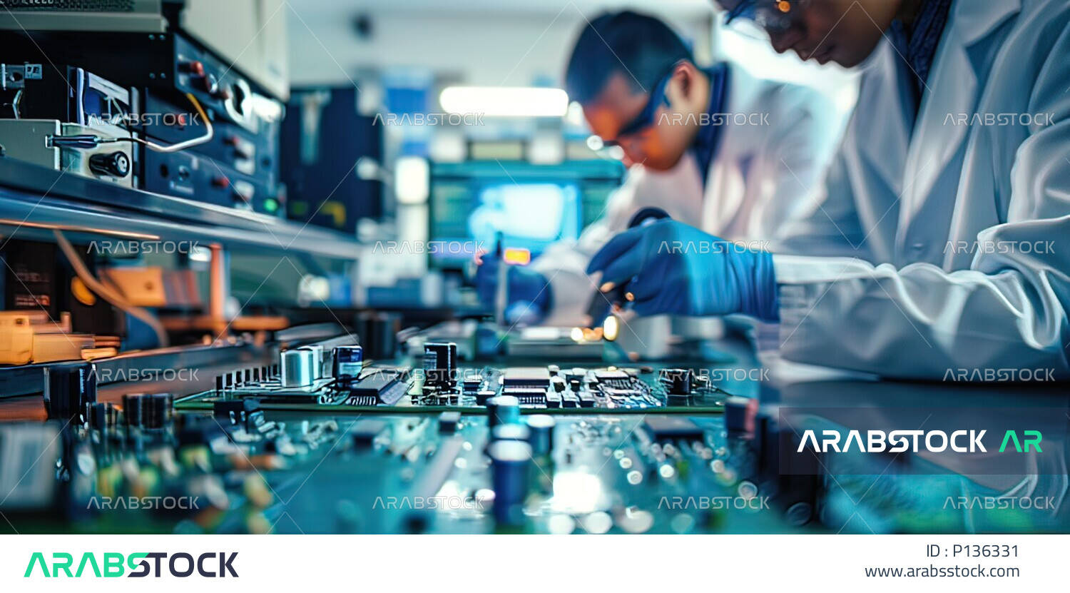 Working in the field of modern and advanced technologies, a close-up ...