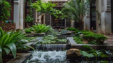 An Old fashioned Heritage style Water Fountain In The Courtyard Of One 