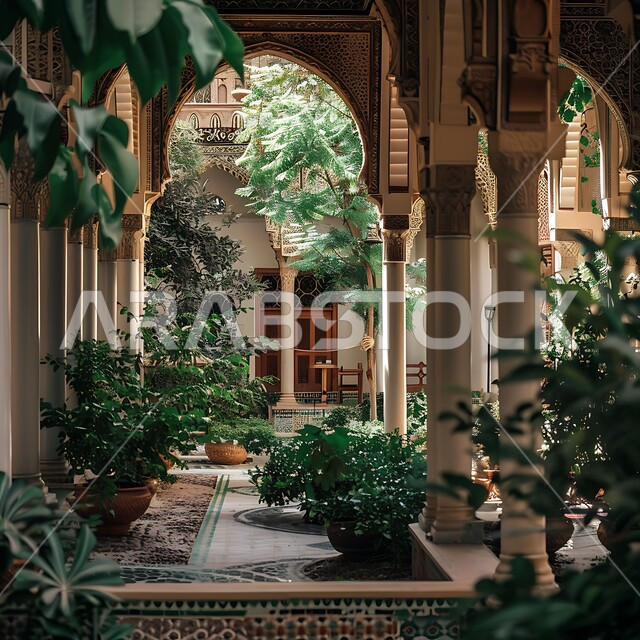 النباتات الخضراء المزروعة في الأماكن السكنية, التصاميم الهندسية المعمارية, الديكورات الراقية لحدائق وفناء البيوت الخارجي في المملكة العربية السعودية, الهندسة الفنية على الطراز التقليدي, الاستمتاع بالأجواء الهادئة والمساحات الخضراء