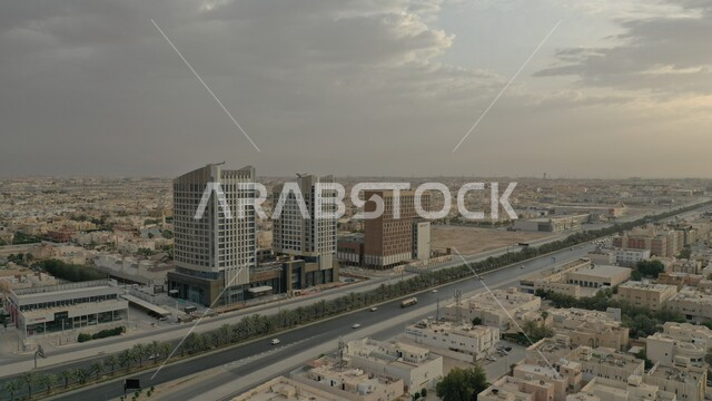 Population congestion in the capital, the skyline of Riyadh during the day, the transportation network and traffic on the roads and streets of the Kingdom, modern architectural engineering, urban development and growth of residential and commercial facilities and buildings in Saudi Arabia.