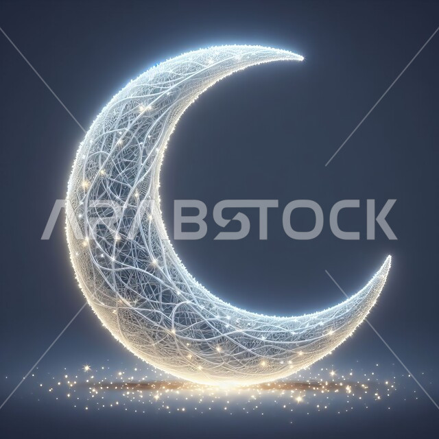  أجواء اسلامية رمضانية روحانية, التصاميم الراقية للتحف والهلال المضاء والفوانيس المزخرفة, زينة وأكسسورات الأعياد والمناسبات الدينية, احتفال المسلمين بقدوم شهر رمضان المبارك، خلفية رمادية
