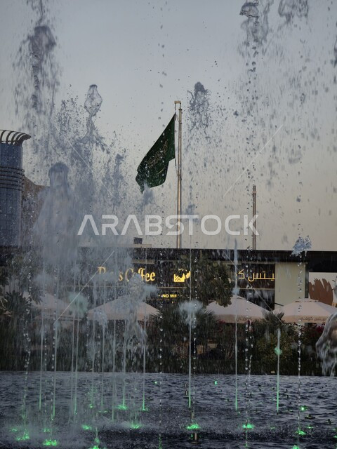رفع علم التاسيس فوق النافوره الراقصه في مجمع ذا زون احتفالا بيوم بدينا 1727 م، مطاعم وكافيهات فاخره، شارع التخصصي في حي المحمديه، فعاليات موسم الرياض، أماكن سياحية ترفيهية، ذكرى تأسيس الدولة السعودية الأولى 22 فبراير، شعار الهوية الوطنية وراية الإسلام والتوحيد