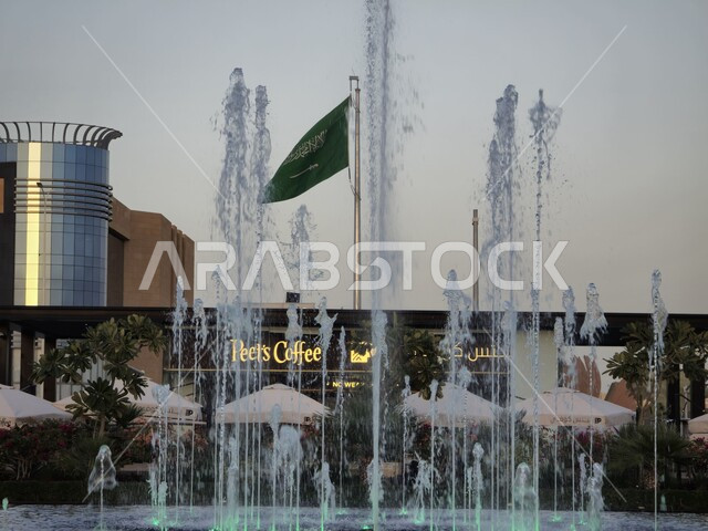ذكرى تأسيس الدولة السعودية الأولى 22 فبراير، شعار الهوية الوطنية وراية الإسلام والتوحيد، رفع علم التاسيس فوق النافوره الراقصه في مجمع ذا زون احتفالا بيوم بدينا 1727 م، مطاعم وكافيهات فاخره، شارع التخصصي في حي المحمديه، فعاليات موسم الرياض، أماكن سياحية ترفيهية