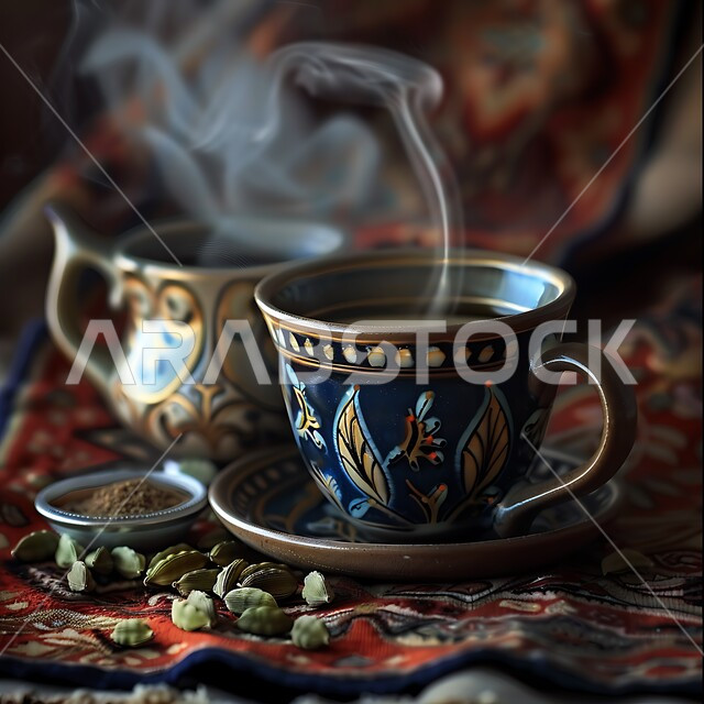 العادات العربية القديمة في تقديم القهوة، حسن الضيافه وكرم الإستقبال في المملكة العربية السعودية، صورة مقربة لفنجان القهوة السوداء، جودة المنتجات المحلية الوطنية، الاستمتاع بالمشروبات الساخنة