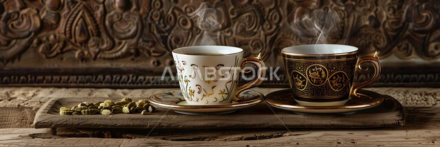 الاستمتاع بالمشروبات الساخنة، العادات العربية القديمة في تقديم القهوة، حسن الضيافه وكرم الإستقبال في المملكة العربية السعودية، صورة مقربة لفنجان القهوة السوداء، جودة المنتجات المحلية الوطنية