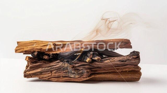 التعطر والتطيب باطيب الروائح والعطور، صورة مقربة لخشب العود الفاخر، أصالة العادات والتقاليد في المملكة العربية السعودية، منظر الدخان المنتشر من البخور، منتج وطني محلي سعودي