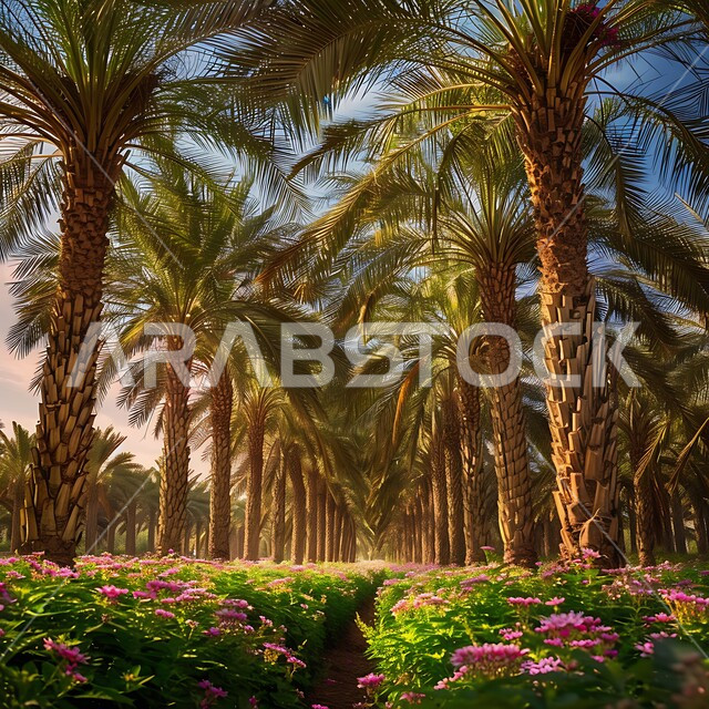 محميه طبيعيه لزراعة اشجار النخل في النهار، حقول واراضي زراعيه، منتج عربي محلي وطني، محصول التمر والرطب السعودي، صورة جوية لمزارع النخيل الخضراء في المملكة العربية السعودية