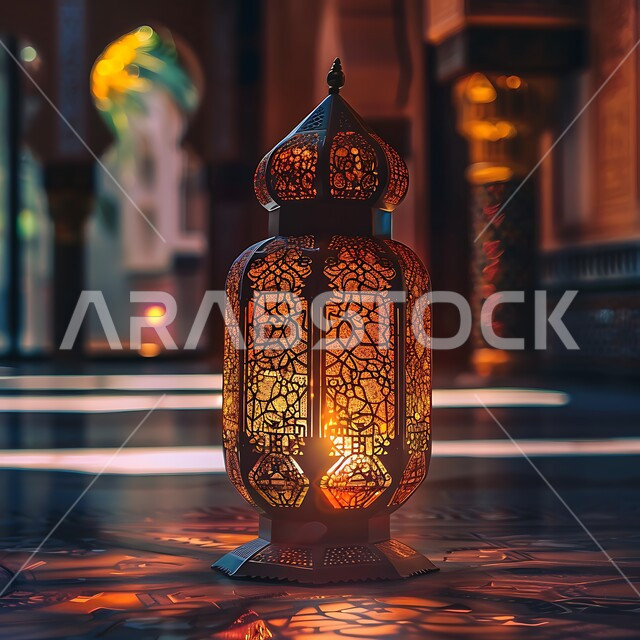  أجواء رمضانية وروحانية إسلامية، فانوس عربي معدني مزخرف مضيء، العادات والتقاليد العربية في زينة الأعياد والمناسبات الدينية، فوانيس وتحف وديكورات تقليدية للاحتفال بقدوم شهر رمضان المبارك
