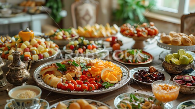  أنواع الأطعمة الشرقية العربية في موائد شهر رمضان المبارك، موعد الإفطار عند اذان المغرب، مطاعم ومطابخ المملكة العربية السعودية، سفرة مليئة بأصناف المأكولات والمقبلات الشهية، الوجبات والأطباق الرئيسية على مائدة الطعام