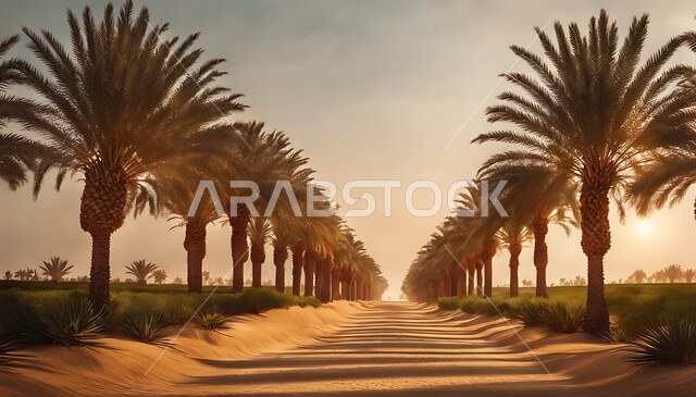 أشجار النخيل في الأراضي والحقول الزراعية, التراث الزراعي في المملكة العربية السعودية, مزراع نخيل التمر, محميات طبيعية خضراء, موسم حصاد التمور, محاصيل ومنتجات محلية وطنية