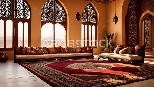 الأصالة والعراقة والتراث في المملكة العربية السعودية, المجلس العربي الشعبي, أصالة العادات والتقاليد العربية, الهندسة الفنية المعمارية على الطراز المزخرف القديم, الديكورات والتصاميم الخليجية التقليدية