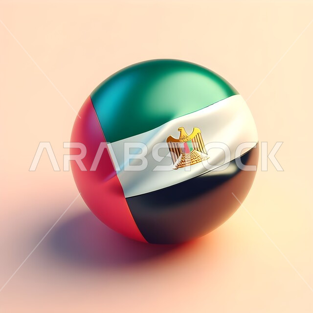 يوم العلم الاماراتي 3 نوفمبر، أيقونة ثلاثية الأبعاد لعلم الامارات العربية المتحدة على كرة، الاحتفال بالأعياد والمناسبات الوطنية، تصاميم وايقونات متميزة، خلفية ملونة