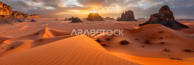 التضاريس والتكوينات والتشكيلات الصخرية في مناطق المملكة العربية السعودية, أماكن رحلات السفاري والمغامرات في الصحاري, الهضاب والتلال من الرمال الذهبية الناعمة, المناظر الطبيعية في البيئة الصحراوية