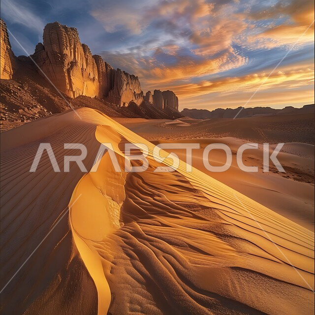 التكوينات والتشكيلات الصخرية في المناطق الصحراوية, التضاريس في القمم والمرتفعات الجبلية, منظر السماء المليئة بالغيوم والسحب البيضاء, مناطق السياحة وقضاء الوقت الممتع, أماكن الرحلات والمغامرات السياحية في الصحاري السعودية