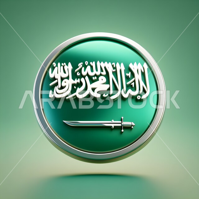 يوم العلم 11 مارس، أيقونة ثلاثية الأبعاد لعلم المملكة على كرة باللون الاخضر، راية لا اله الا الله محمد رسول الله, الاحتفال بالعيد الوطني 23 سبتمبر, شعارعلم السعودية باللون الأخضر, راية التوحيد والإسلام، خلفية خضراء