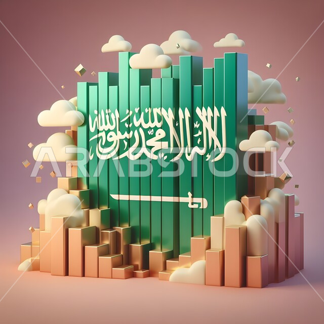 يوم العلم 11 مارس، أيقونة ثلاثية الأبعاد لعلم المملكة على اشكال مختلفة، راية لا اله الا الله محمد رسول الله, الاحتفال بالعيد الوطني 23 سبتمبر, شعار السعودية باللون الأخضر, راية التوحيد والإسلام، خلفية ملونة