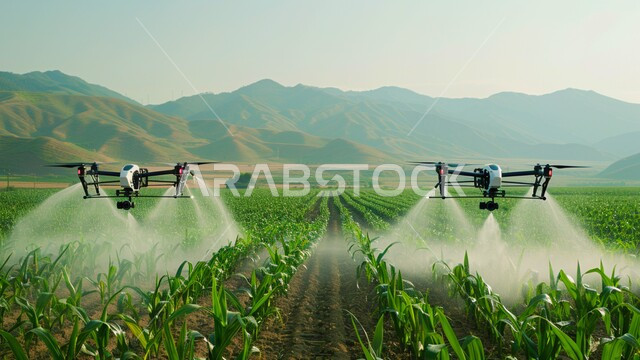 طائرات درون لسقي الاراضي الزراعيه والحقول الخضراء, زيادة انتاج وجودة المحاصيل الزراعيه, آلات واجهزه متطوره، أساليب الري المتقدمة في المملكة العربية السعودية، تطور التقنيه والتكنولوجيا الحديثه في الري وسقي المزروعات