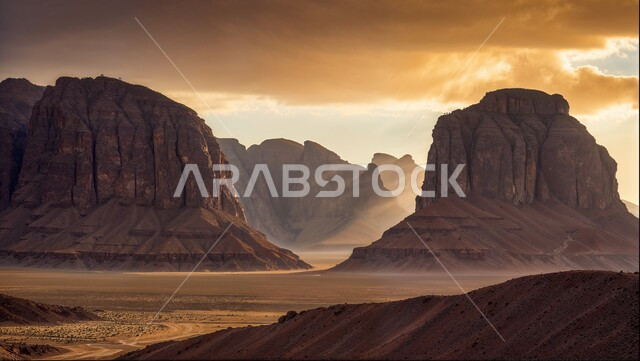 التكوين والتشكيل الصخري في مناطق القمم والجبال المرتفعة, معالم السياحة المشهورة في وقت غروب الشمس, الجبال والمرتفعات الصخرية في المملكة العربية السعودية, الاستمتاع بالرحلات السياحية في المناطق الصحراوية, المناظر الطبيعة في صحراء محافظة العلا التراثية
