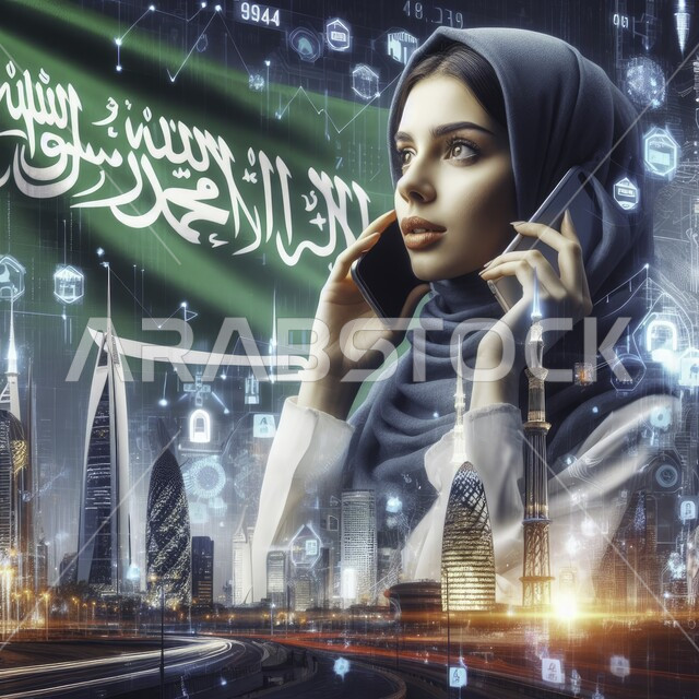 Saudi Graph Face Trading in the stock market, following the economic growth graph, a ...