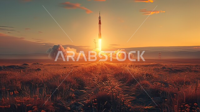 وصول السعودية إلى العالم الخارجي، لحظة إطلاق سفينة الفضاء من الاراضي الصحراوية في المملكة العربية السعودية، صاروخ عابر للقارات، تطور ونمو ودعم قطاع الفضاء، رحلات فضائية إلى القمر، رحل جوية سياحية