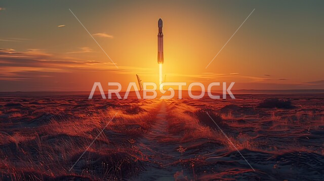 رحلات فضائية إلى القمر، رحل جوية سياحية, وصول السعودية إلى العالم الخارجي، لحظة إطلاق سفينة الفضاء من الاراضي الصحراوية في المملكة العربية السعودية، صاروخ عابر للقارات، تطور ونمو ودعم قطاع الفضاء