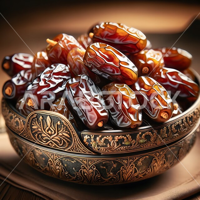 وجبة ذات قيمة غذائية عالية، ضيافة رمضانية لذيذة، رطب من نخيل المملكة العربية السعودية، محاصيل ومنتجات زراعية محلية وطنية سعودية، صورة مقربة لطبق مليء بالتمر السكري الصحي الطازج