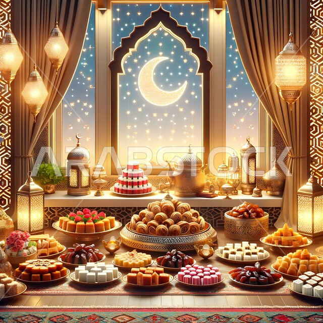 أطباق متنوعه من حلويات العيد الشهية, ديكورات وزينة الأعياد والمناسبات الاسلامية, مفهوم صناعة وإعداد الحلوى, الضيافة المميزة اللذيذة, وصفات وأطباق من السكريات, الجلسات الهادئة والممتعه في العيد