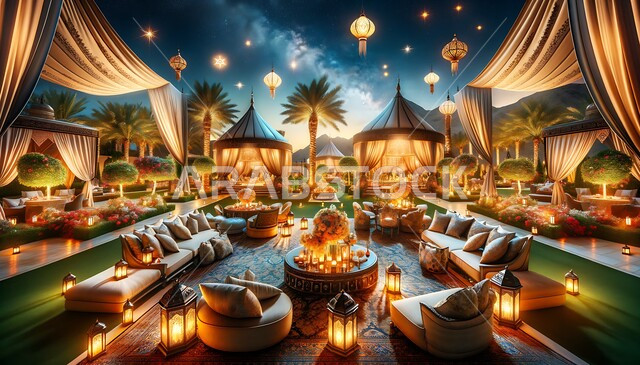 زينة واضاءة المناسبات والأعياد السعيدة في المملكة العربية السعودية, الديكورات والتصاميم الفنية الراقية, الجلسات الممتعه والهادئة, احتفالات المسلمين بقدوم العيد