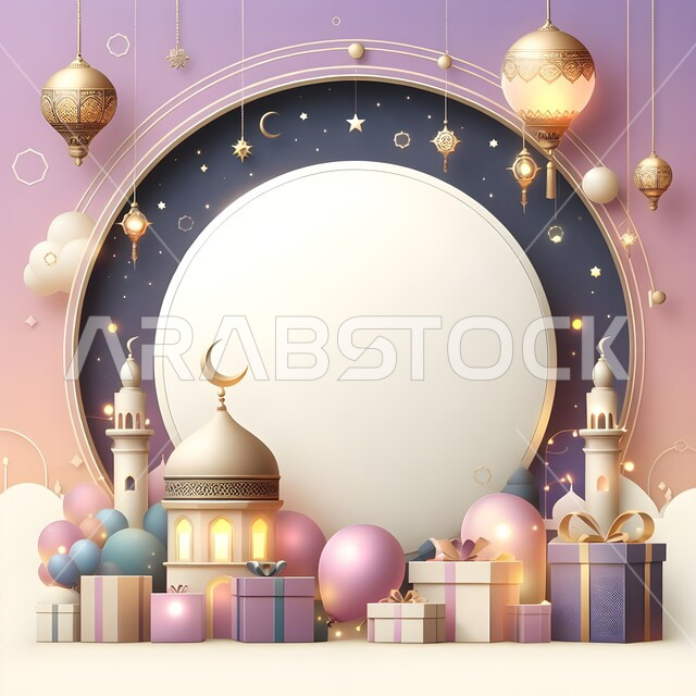 قوالب زينة واضاءة المناسبات السعيدة, تصميم لبطاقة تهنئة و معايدة بمناسبة الأعياد الإسلامية, عيد الأضحى المبارك, رسوم وتصاميم كوفر للمعايدات,  خلفية مزخرفة