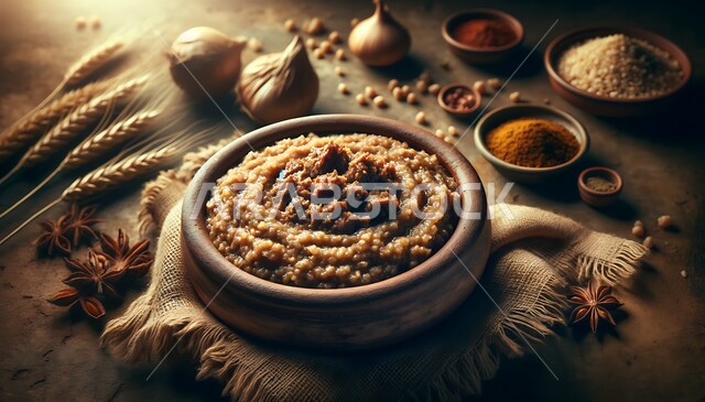 وجبة دسمة من القمح واللحوم، طبق الهريس التقليدي، أطباق شعبيه تقليديه، وصفات وأطباق طعام شرقية لذيذة، فنون تقديم الطعام في مطاعم و مطابخ المملكة العربية السعودية
