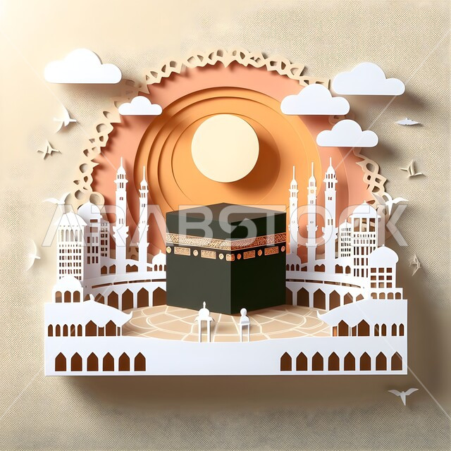 أداء مناسك الحج والعمرة, التصاميم المميزة من الورق المقوى للكعبة المشرفة في المسجد الحرام في مكة المكرمة, معالم اسلامية مشهورة في المملكة العربية السعودية, أماكن تجمع المسلمين من شتى أنحاء العالم