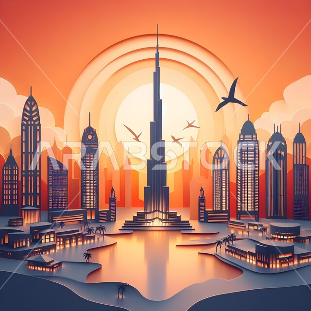 التطور والتقدم العمراني الاماراتي, برج خليفة في مدينة دبي, الفن الهندسي المعماري على الطراز الحديث والمتطور, الأعمال والرسومات الفنية للأبراج وناطحات السحاب في الإمارات العربية المتحدة