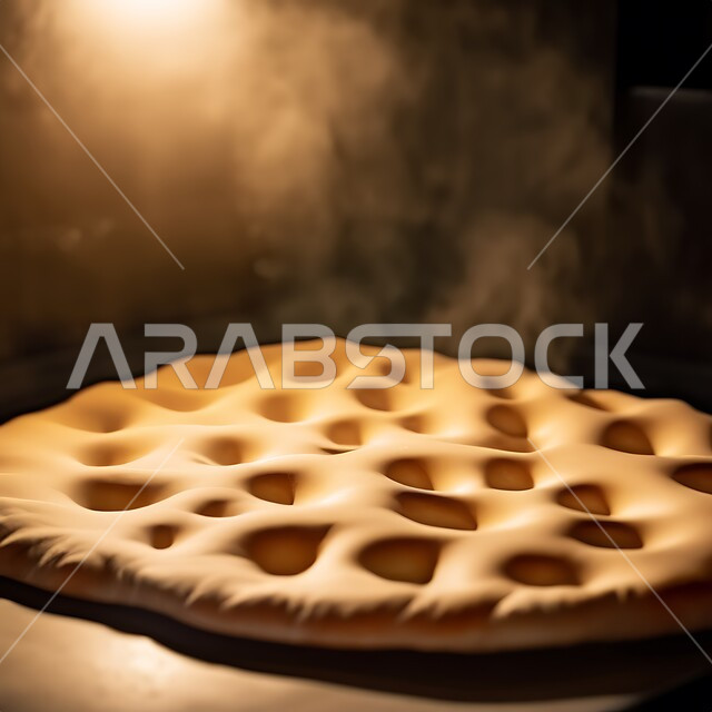  أرغفة الخبز العربي التقليدي، الخبز المفرود في الفرن العربي الشعبي، المخابز والأفران في المملكة العربية السعودية، مخبوزات ساخنة طازجة، منتجات وطنية محلية 