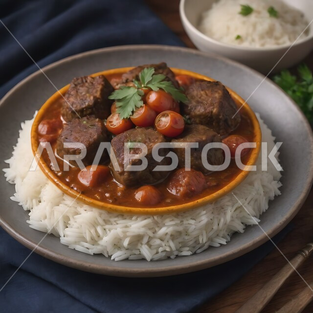  طبق من الأرز مع لحوم الضأن المتبلة والمشوية وصلصة الطماطم، أكلات شعبية تقليدية مشهورة، وجبة الحنيذ الشهية، وصفات المأكولات الشرقيه اللذيذة، المطاعم والمطابخ في المملكة العربية السعودية