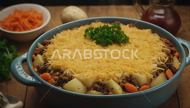 وجبات ذات قيمة غذائية عالية، فنون تقديم الطعام في مطاعم ومطابخ المملكة العربية السعودية، طبق مغذي من اللحم المفروم والخضار المطهية، مأكولات وأطعمة شرقية لذيذة