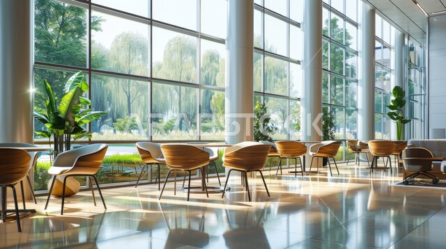 صالة مطعم ومقهى بديكورات وألوان جذابة، أثاث داخلي راقي لمطعم على الطراز الحديث في المملكة العربية السعودية، الديكورات والتصاميم الداخلية للكافيهات والمطاعم