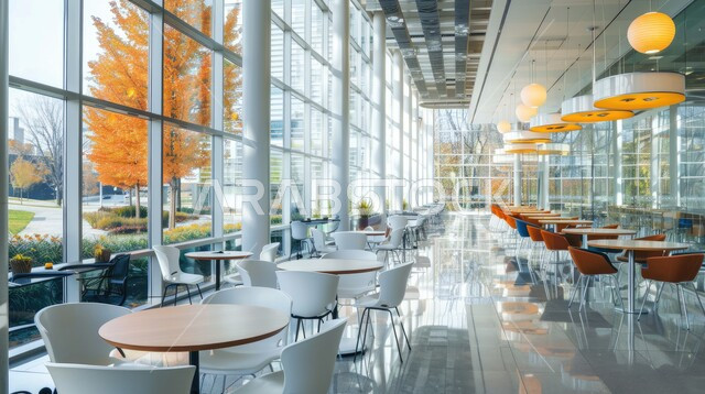  الديكورات والتصاميم الداخلية للكافيهات والمطاعم، صالة مطعم ومقهى بديكورات وألوان جذابة، أثاث داخلي راقي لمطعم على الطراز الحديث في المملكة العربية السعودية