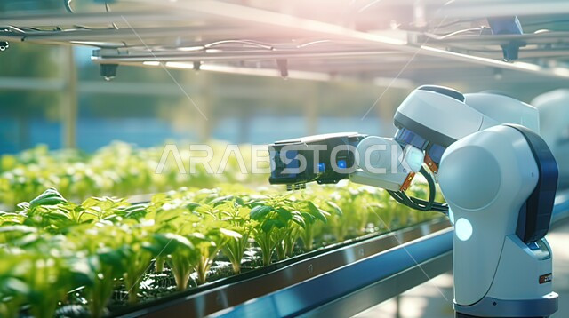 تعزيز وتطوير الأمن الغذائي في المملكة اعربية السعودية، براعم الخردل ضمن أحواض زراعية في معمل، نظام الري الحديث، العمل على زيادة انتاج الخضراوات