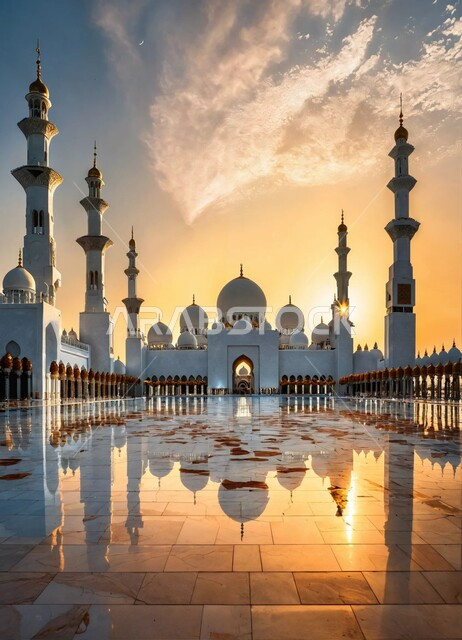الفن الهندسي المعماري على الطراز الحديث لمسجد الشيخ زايد الكبير في مدينة ابو ظبي، أماكن ومعالم دينية اسلامية مقدسة في الامارات العربية المتحدة، الساحة الخارجية للجامع، آداء الصلوات والاجتهاد في العبادة والتقرب الى الله