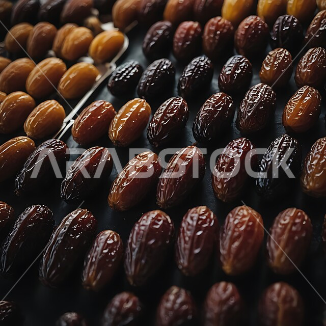 حصاد النخيل في مزارع المملكة، أنواع المختلفة من التمور الصحية اللذيذة، صورة مقربة لحبات التمر، منتجات محلية سعودية وطنية، ضيافة رمضانية شهية، وجبة غذائية صحية ذات أهمية عاليه