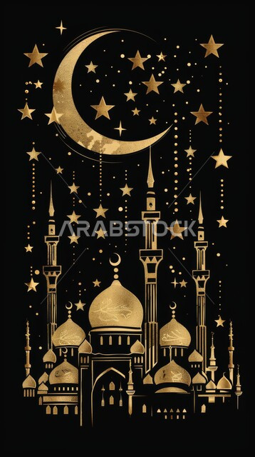 أجواء رمضانية روحانية, الفن الهندسي المعماري لقبب ومآذن المساجد، ديكورات وزينة شهر رمضان المبارك، بطاقة معايدة وتهنئة للإحتفال بقدوم الشهر الفضيل، خلفيات اسلامية