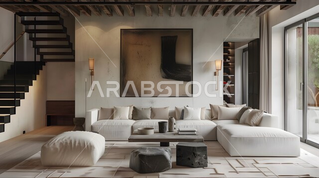  اختيار الألوان المناسبة والتنسيق بين الأثاث والإكسسوارات، استخدام المفروشات ذو التصاميم العصرية، تصميم داخلي حديث لشقة سكنية، التصاميم والديكورات الداخلية لغرفة معيشة بأثاث منزلي راقي