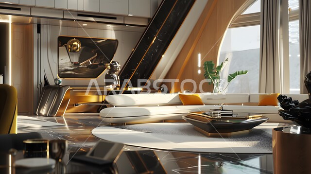 التصاميم والديكورات الداخلية لغرفة معيشة بأثاث منزلي راقي، اختيار الألوان المناسبة والتنسيق بين الأثاث والإكسسوارات، استخدام المفروشات ذو التصاميم العصرية، تصميم داخلي حديث لشقة سكنية