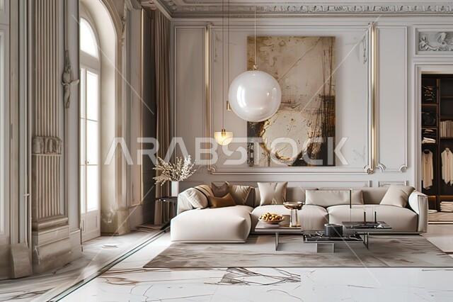  اختيار الألوان المناسبة والتنسيق بين الأثاث والإكسسوارات، استخدام المفروشات ذو التصاميم العصرية، تصميم داخلي حديث لشقة سكنية، التصاميم والديكورات الداخلية لغرفة معيشة بأثاث منزلي راقي