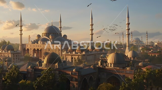 الفن الهندسي المعماري للمساجد، مسجد فاخر في وسط الطبيعة، ديكورات وتصاميم على الطراز العثماني، العبادة والتقرب إلى الله، آداء الفرائض والصلوات، القبب والمآذن المتميزة، خلفيات دينية رمضانية