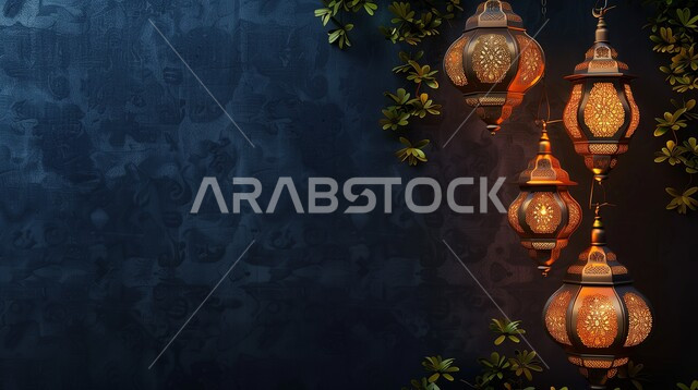 الاحتفال بالمناسبات والأعياد الدينية الاسلامية، ديكورات وزينة رمضان المبارك, فوانيس معدنية تقليدية مضيئة مزخرفة، العادات والتقاليد لاستقبال الشهر المبارك في المملكة العربية السعودية, البهجة بقدوم شهر الخير