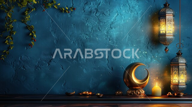 البهجة بقدوم شهر الخير، الاحتفال بالمناسبات والأعياد الدينية الاسلامية، ديكورات وزينة رمضان المبارك, فوانيس معدنية تقليدية مضيئة مزخرفة، العادات والتقاليد لاستقبال الشهر المبارك في المملكة العربية السعودية