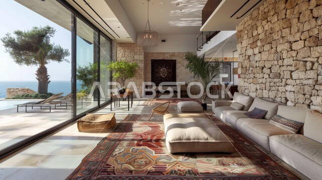 غرف جلوس بديكورات داخليه مع تحف وإكسسوارات, أثاث منزلي حديث انيق، شقق وفلل سكنية في السعودية، منتجعات وشاليهات راقية، اماكن للاستراحات والاسترخاء بعيدا عن ضغوطات الحياة، غرفة معيشه بتصاميم عصرية حديثه