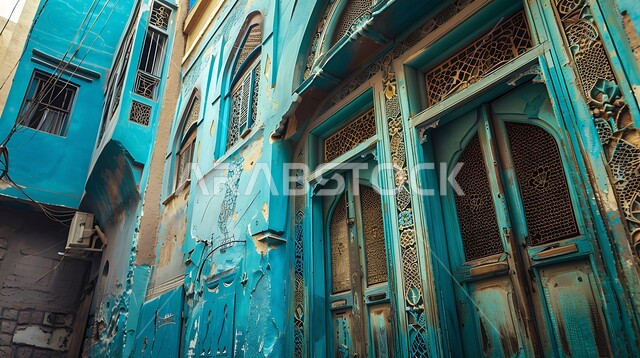 Spending enjoyable time wandering around the tourist areas, old-style architecture, colorful neighborhoods and narrow alleys in the city of Jeddah in the Kingdom of Saudi Arabia, famous historical landmarks and places.