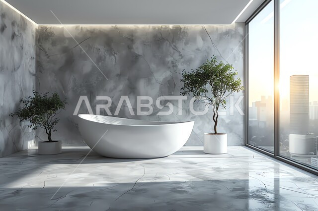  الحمام الداخلي الحديث بألوان هادئة وفاتحة، ديكورات وتصاميم داخلية للحمامات وأحواض الاستحمام في الشقق السياحية، دورة مياه رخاميه فاخرة في أحد المباني السكنيه، الفن الهندسي المعماري للفلل والمنازل الراقية